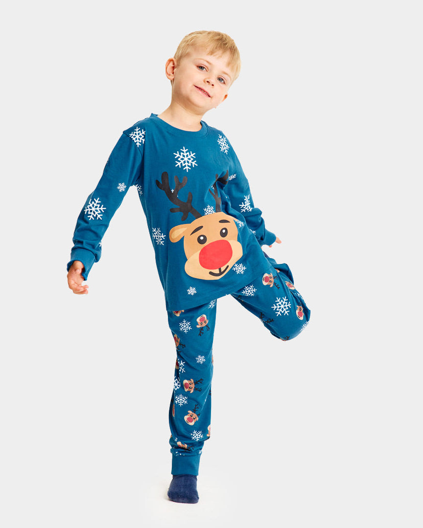 Blue Christmas pajama for Children with Rudolph the Reindeer
