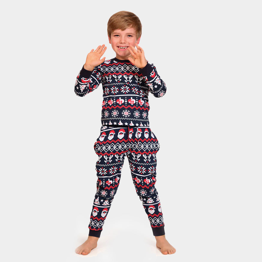 Christmas pajama for Children with Santa, Reindeers and Hearts