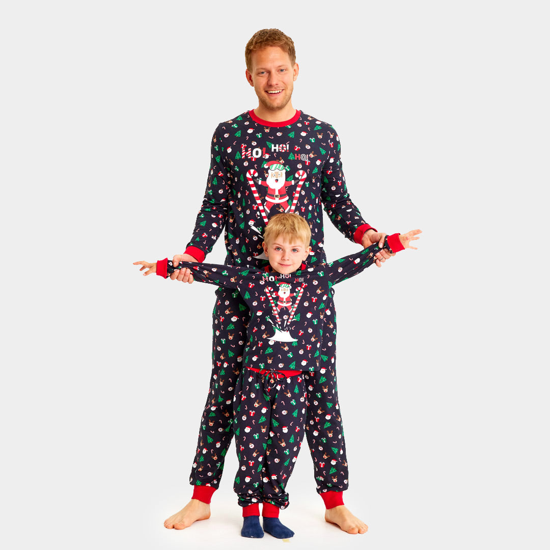 Mens Christmas pajama for Children with Skiing Santa