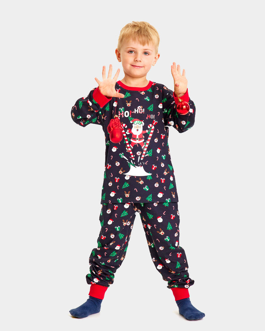 Christmas pajama for Family with Skiing Santa kids