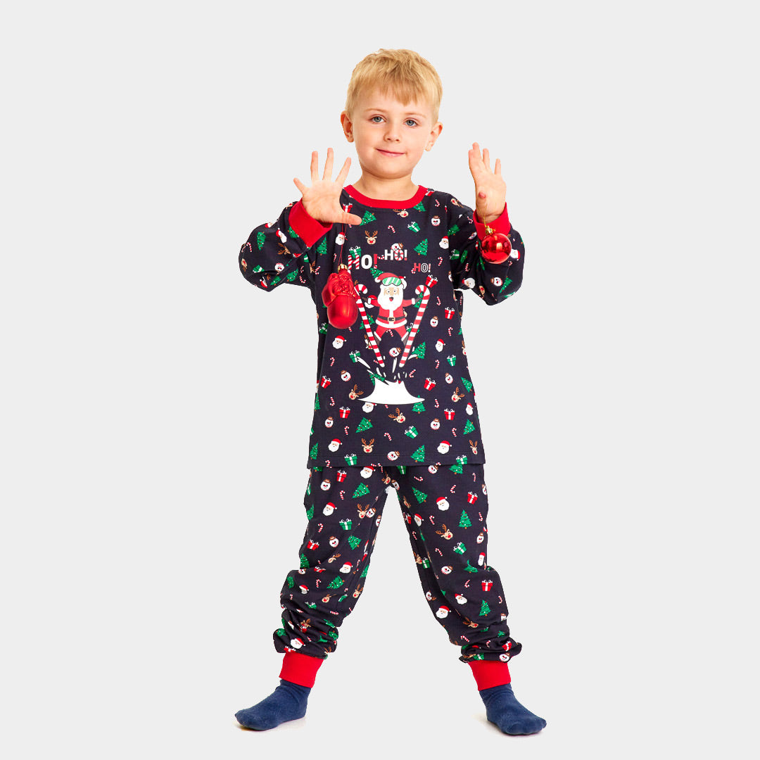 Christmas pajama for Family with Skiing Santa kids