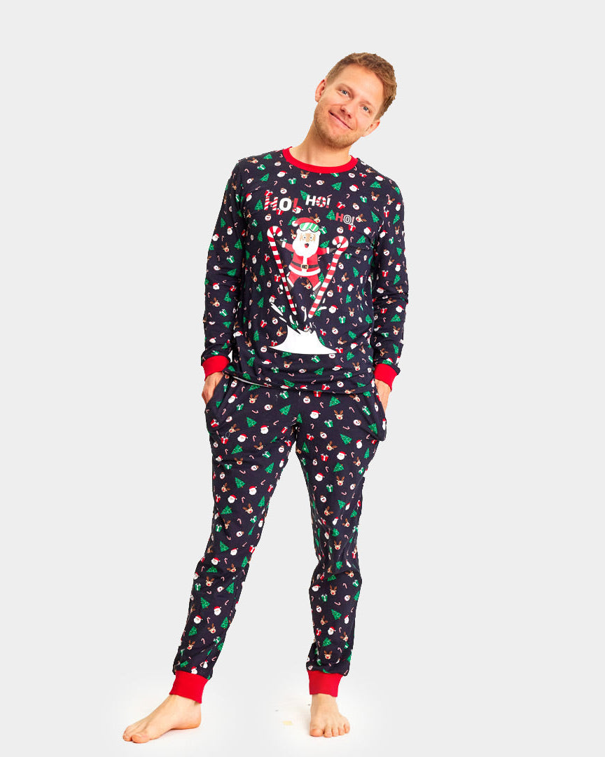 Christmas pajama for Family with Skiing Santa mens