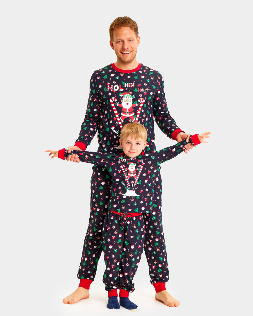 Christmas pajama for Family with Skiing Santa