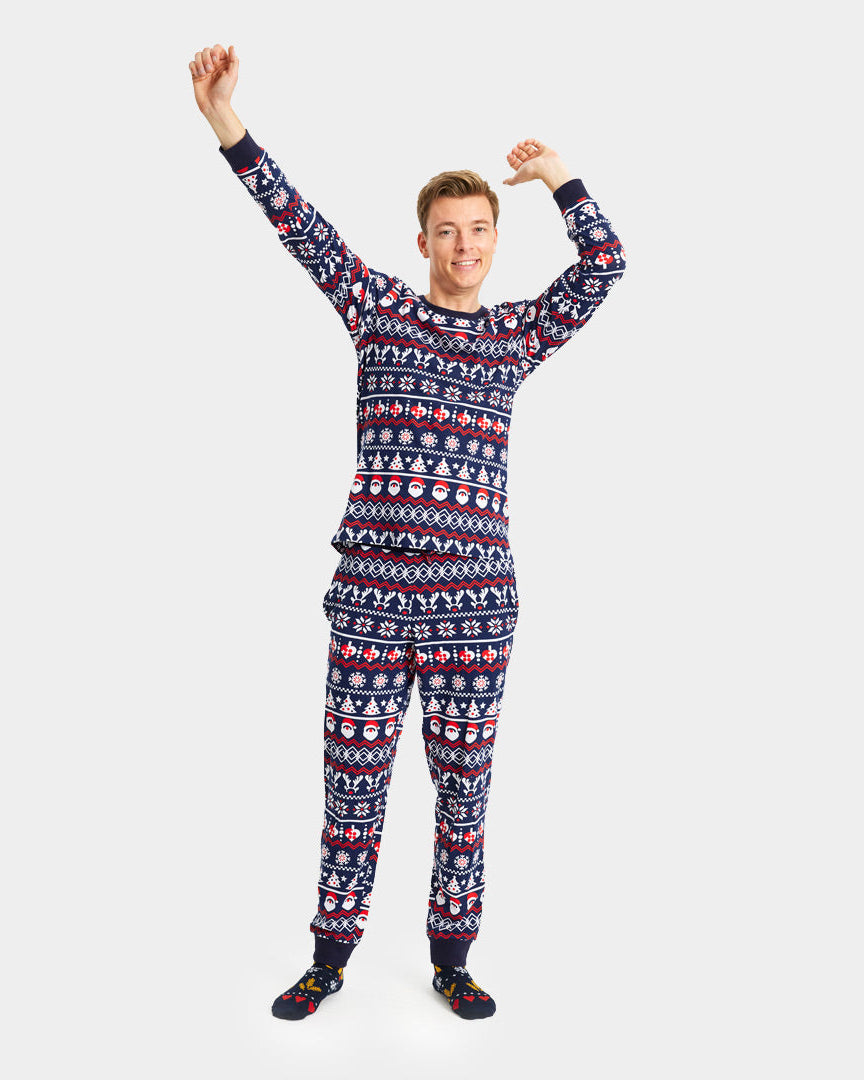 Christmas pajama for Men with Santa, Reindeers and Hearts