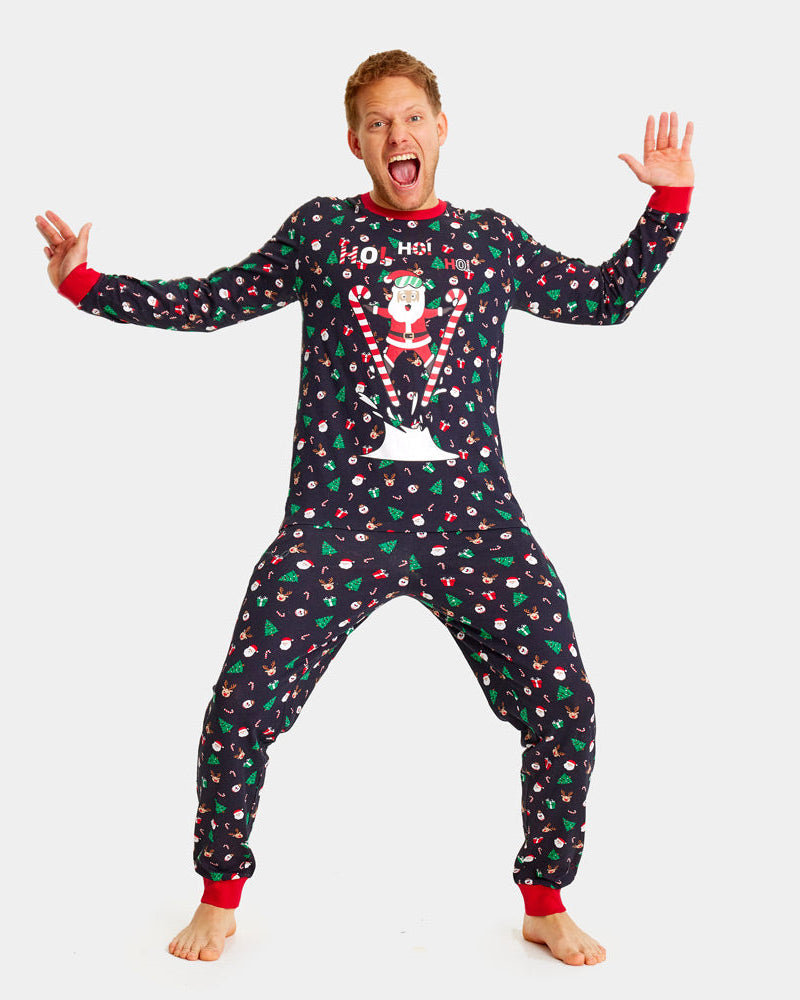 Christmas pajama for Men with Skiing Santa