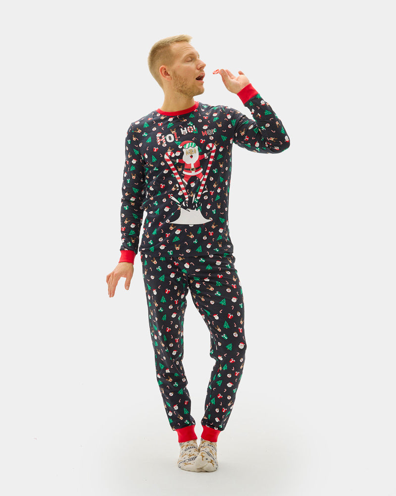 Christmas Pajama for Mens with Skiing Santa