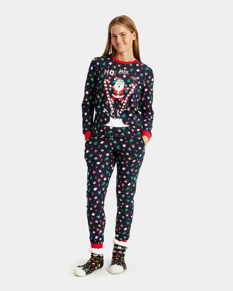 Christmas pajama with Skiing Santa Womens