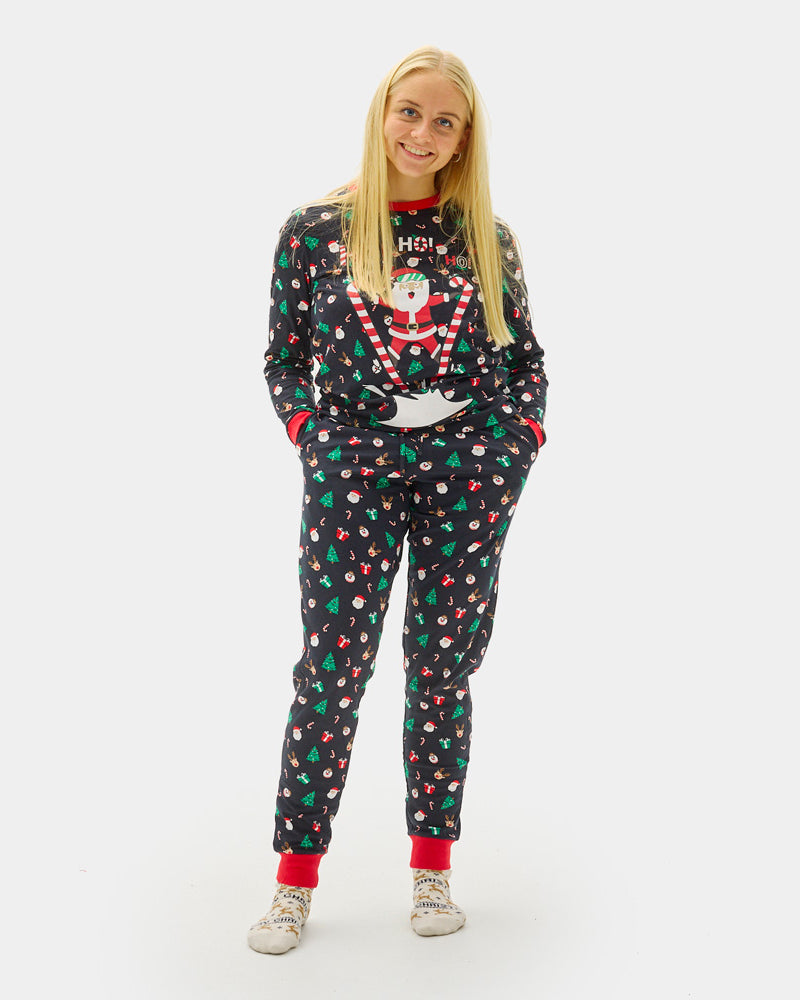 Christmas Pajama for Womens with Skiing Santa