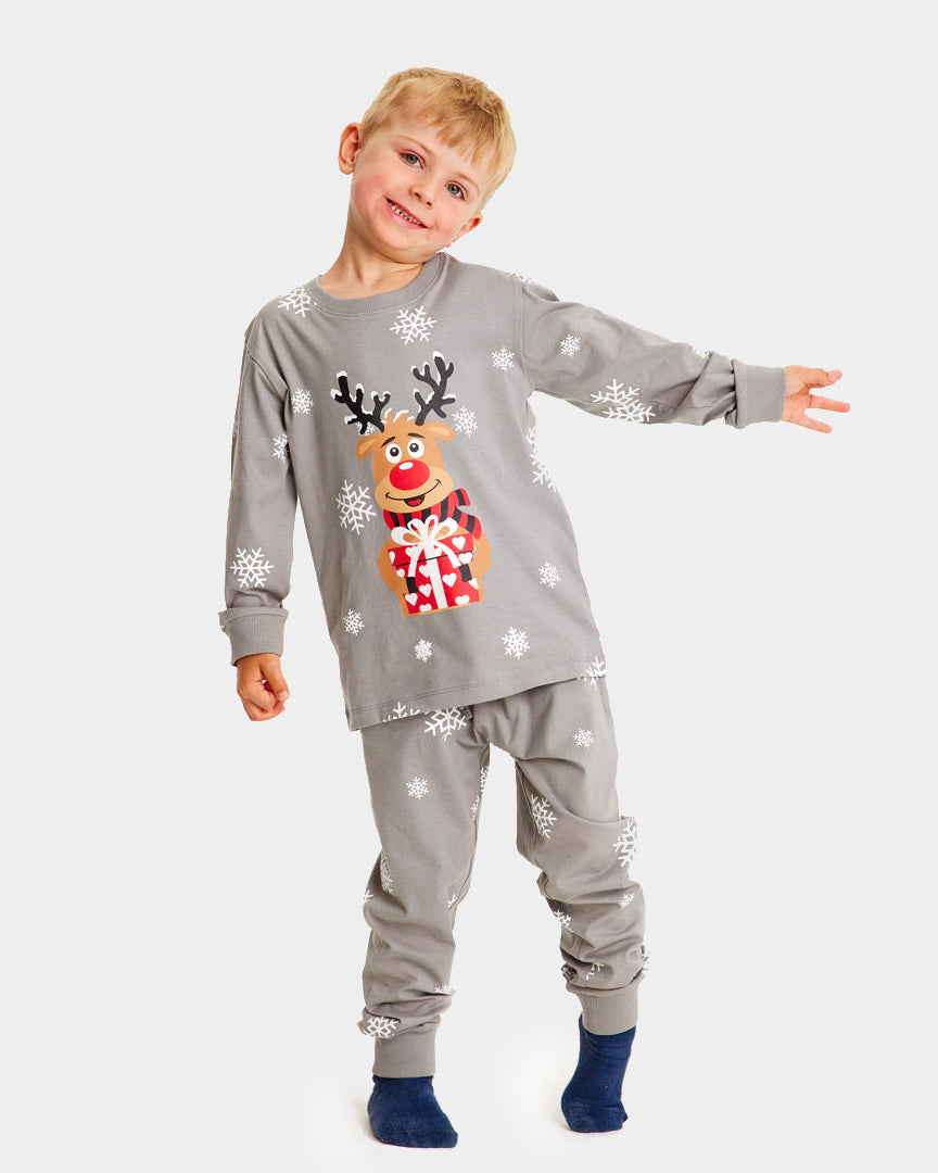 Grey Christmas pajama for Children with Rudolph the Reindeer