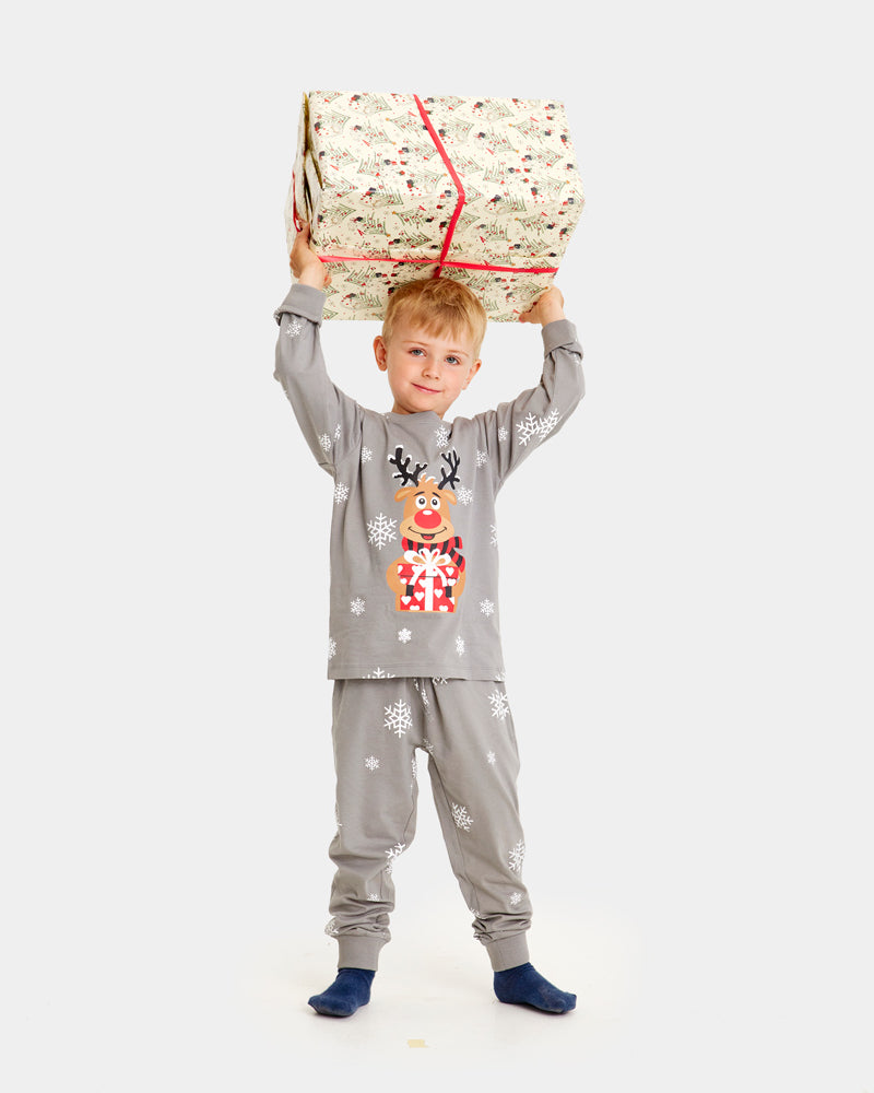 Grey Christmas Pajama Family Children Rudolph the Reindeer