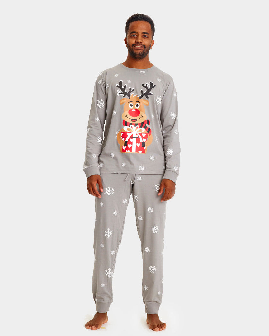 Grey Christmas pajama for Family with Rudolph the Reindeer mens