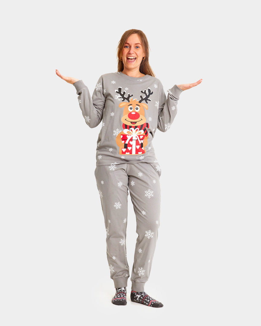 Grey Christmas Pajama Family Womens Rudolph the Reindeer