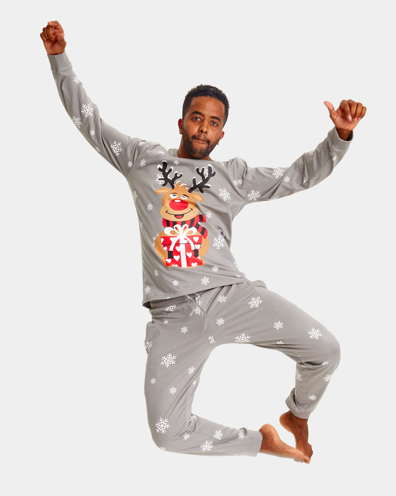 Grey Christmas Pajama Mens with Rudolph the Reindeer