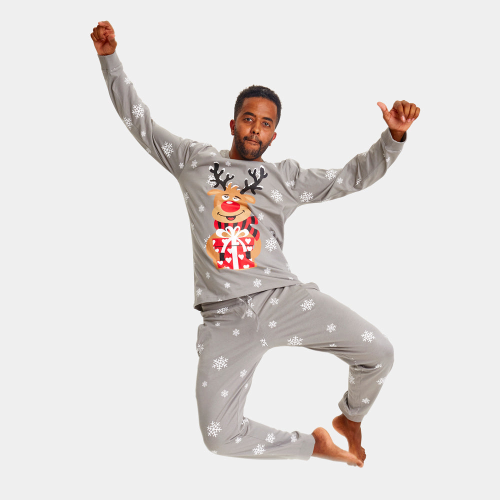 Grey Christmas Pajama Mens with Rudolph the Reindeer