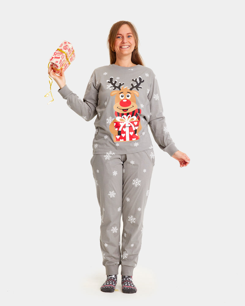 Grey Christmas Pajama Women Rudolph the Reindeer