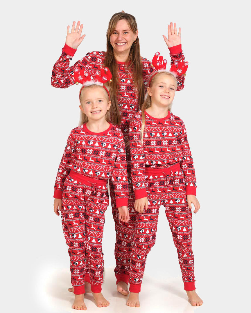Family Red Christmas pajama for Children with Reindeer and Trees