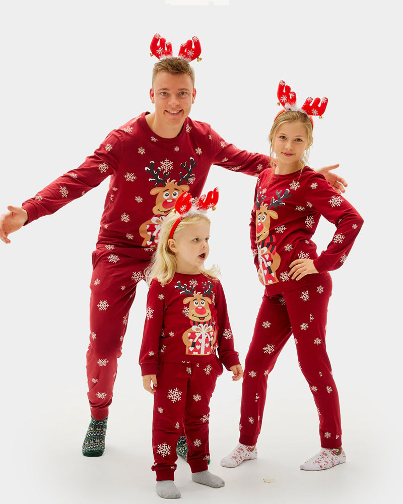 Red Christmas Pajama for Family with Rudolph the Reindeer
