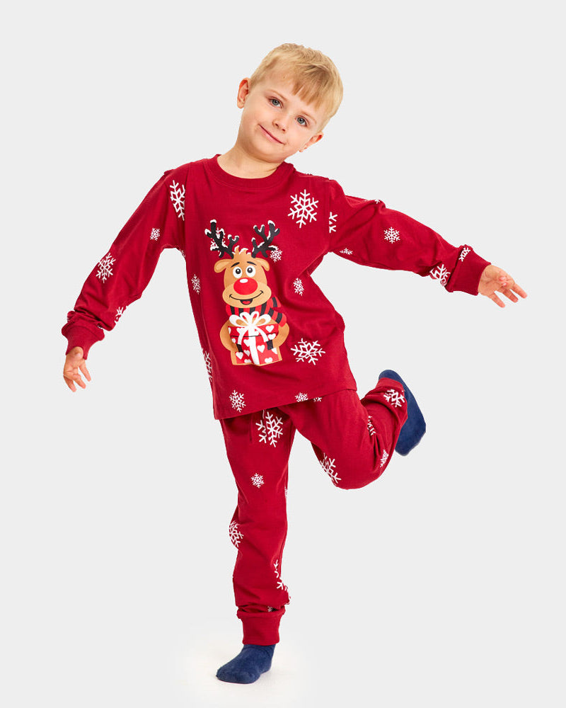 Red Christmas pajama for Family with Rudolph the Reindeer children