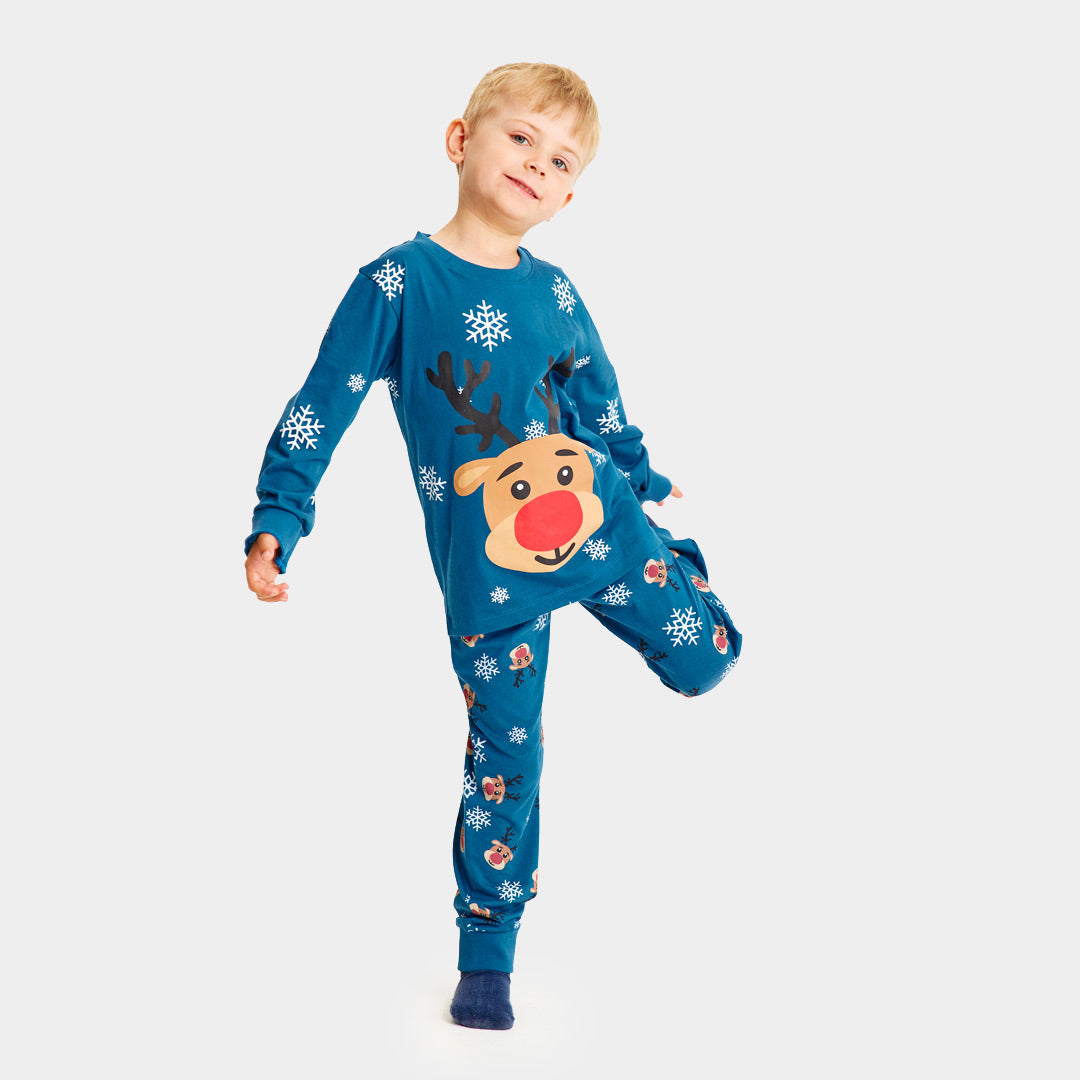 Blue Christmas pajama for Children with Rudolph the Reindeer