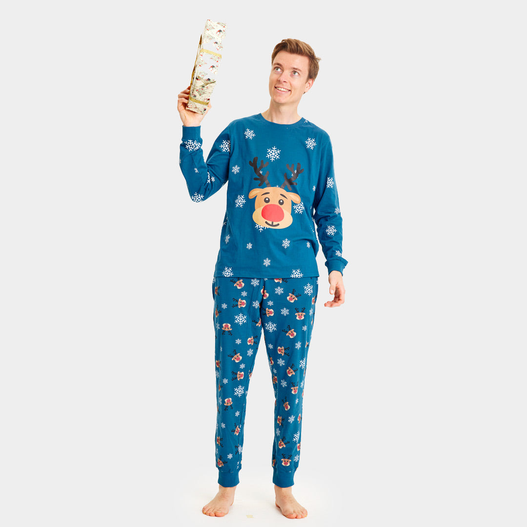 Blue Christmas pajama for Men with Rudolph the Reindeer