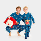 Blue Christmas Pajama mens Family Rudolph the Reindeer
