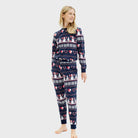 Blue Christmas Pajama for Womens with Snowmen and Hearts
