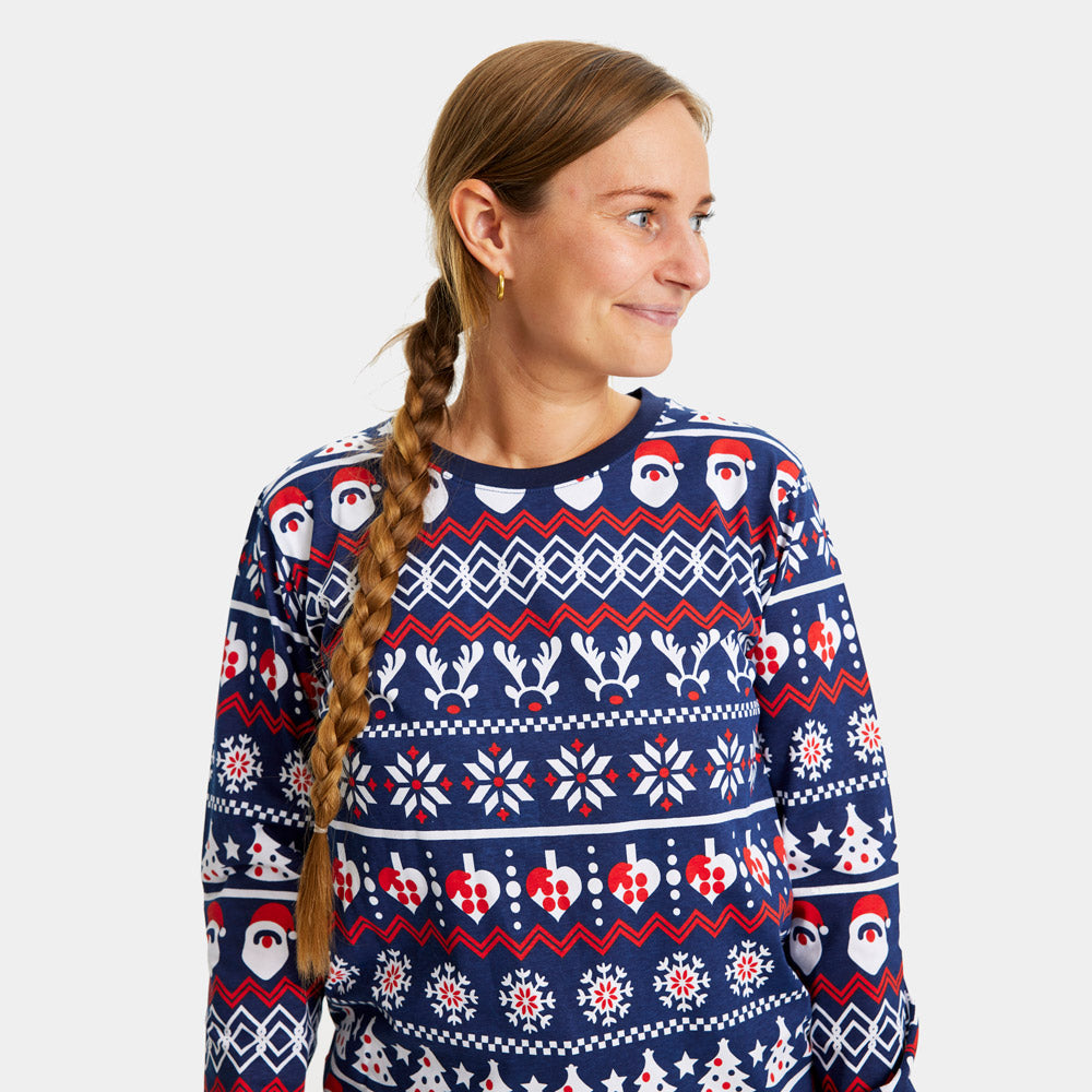 Christmas Pajama Family Santa Reindeers Womens Hearts