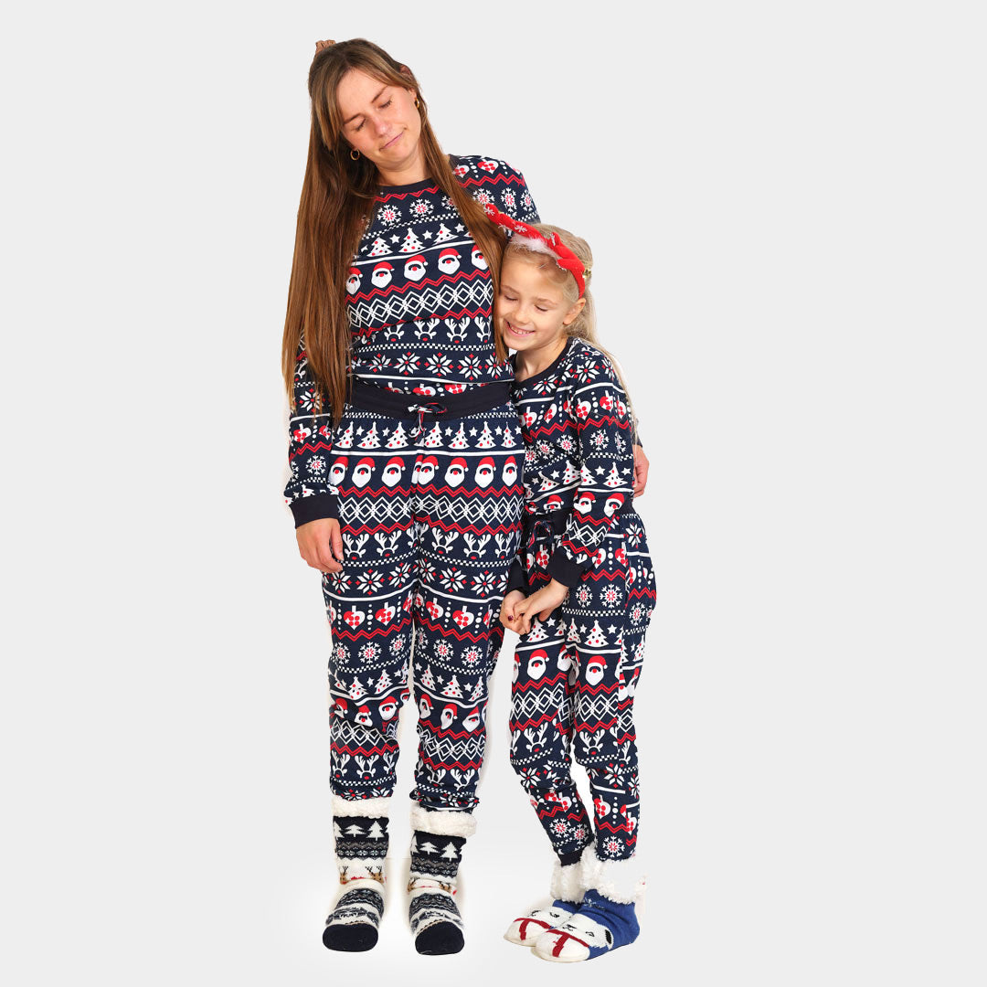 Christmas pajama for Family with Santa, Reindeers and Hearts