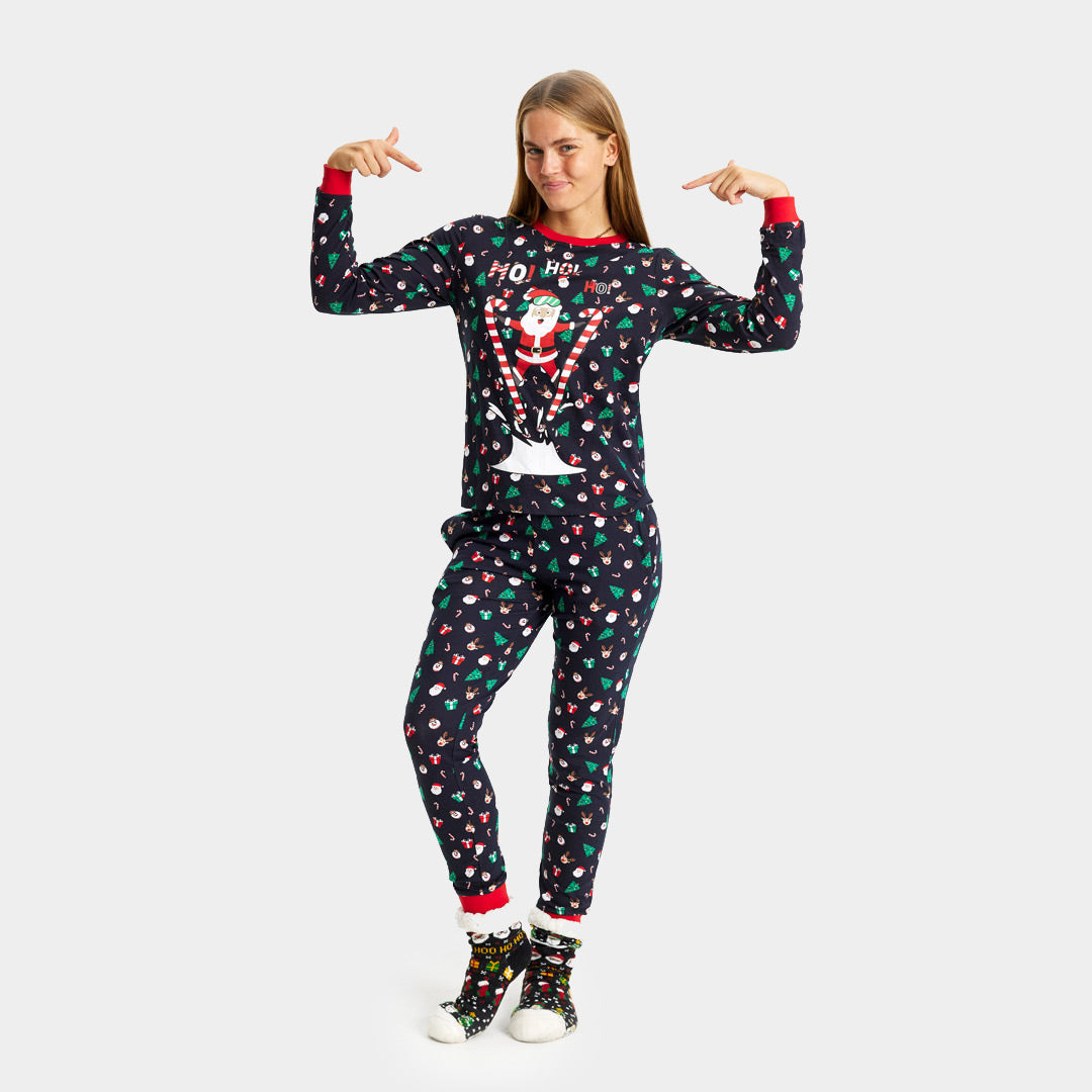  Christmas pajama for Women with Skiing Santa