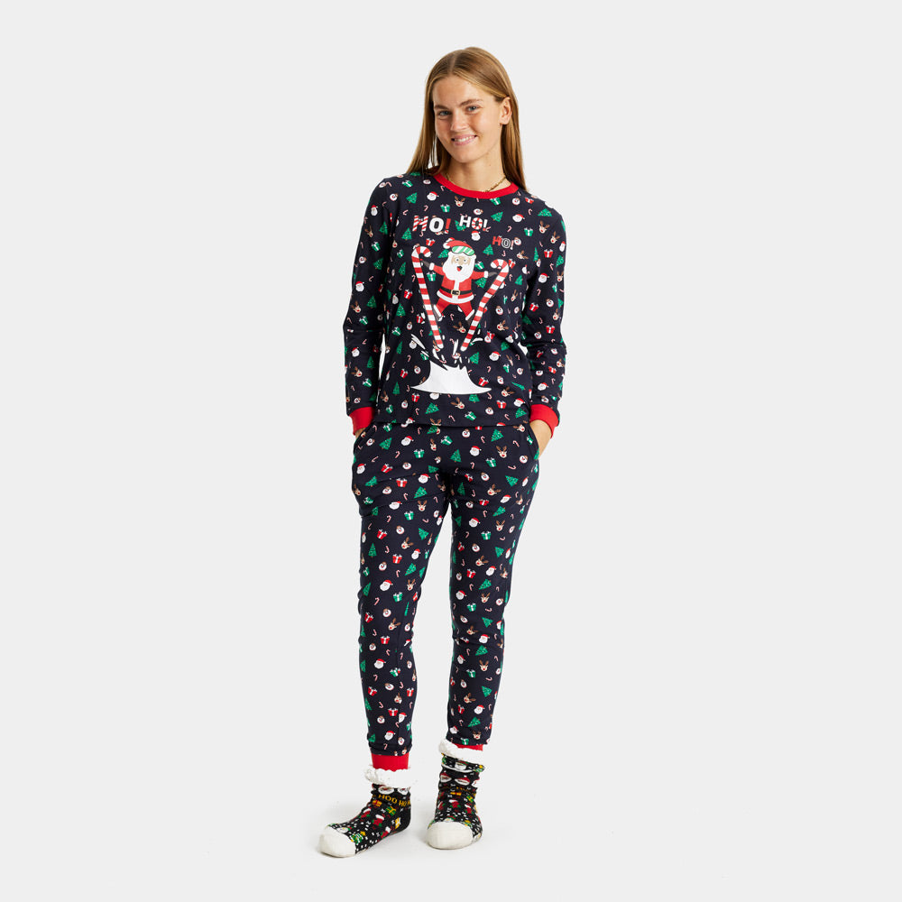 Christmas pajama with Skiing Santa Womens