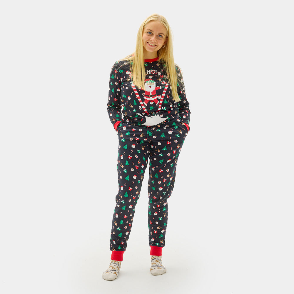 Christmas Pajama for Womens with Skiing Santa
