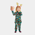 Green Christmas Pajama Family Children Christmas motifs
