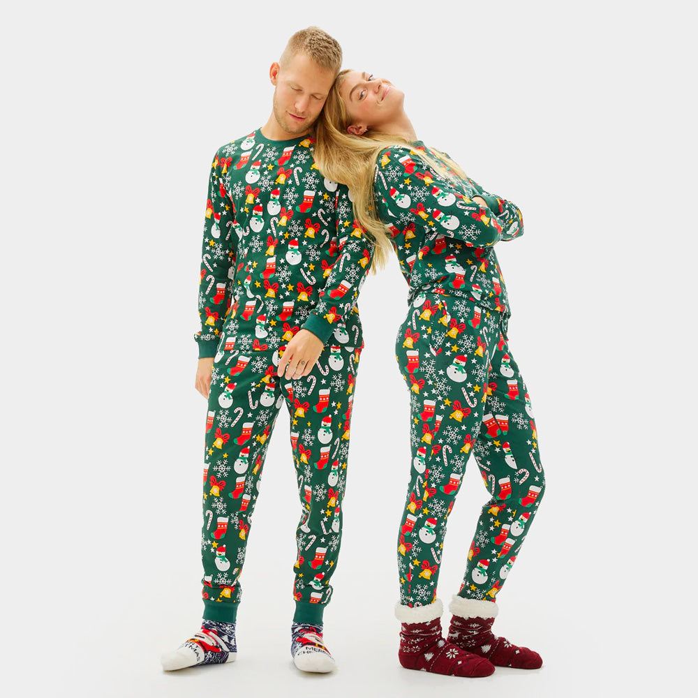 Green Christmas Pajama Family Womens Mens Christmas motifs
