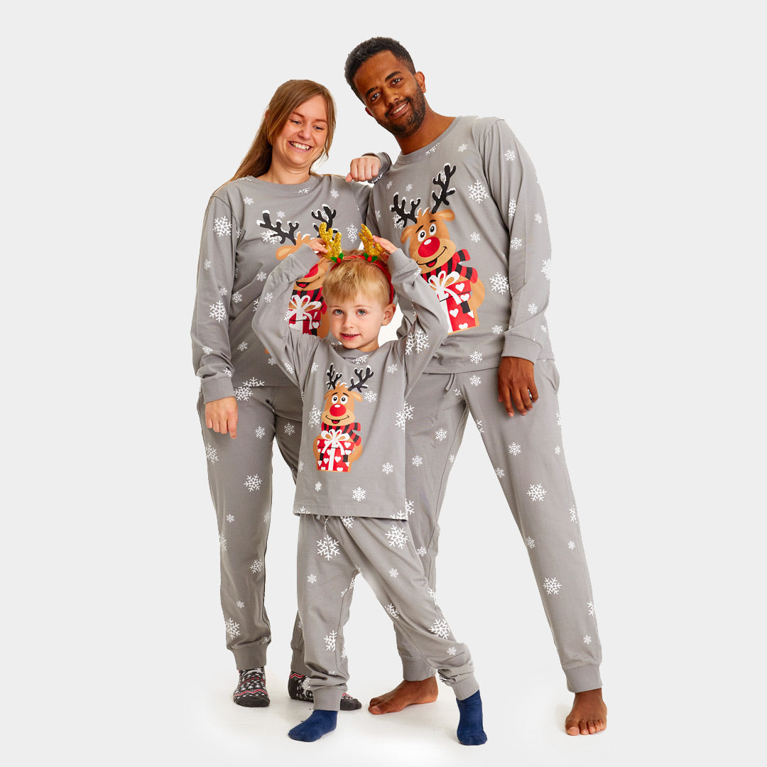 Grey Christmas pajama for Children with Rudolph the Reindeer Mens and Womens
