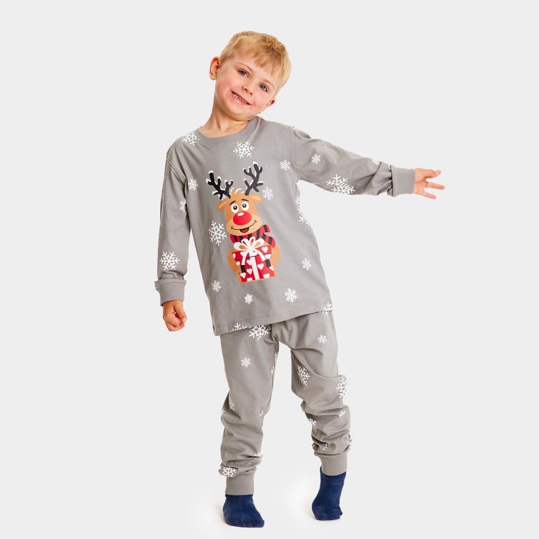Grey Christmas pajama for Children with Rudolph the Reindeer