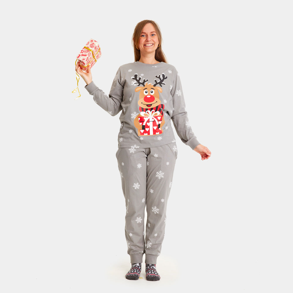Grey Christmas Pajama Women Rudolph the Reindeer
