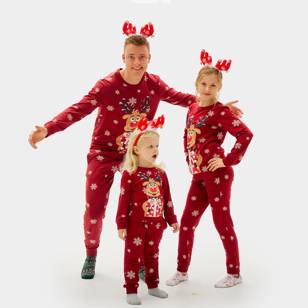 Red Christmas Pajama for Family with Rudolph the Reindeer
