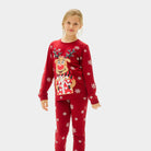 Red Christmas Pajama Children Family with Rudolph the Reindeer
