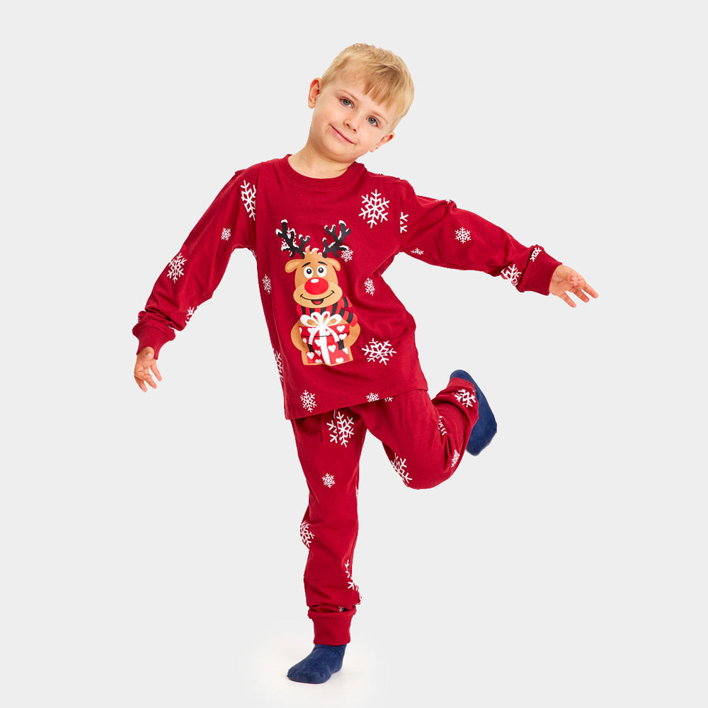 Red Christmas pajama for Family with Rudolph the Reindeer children