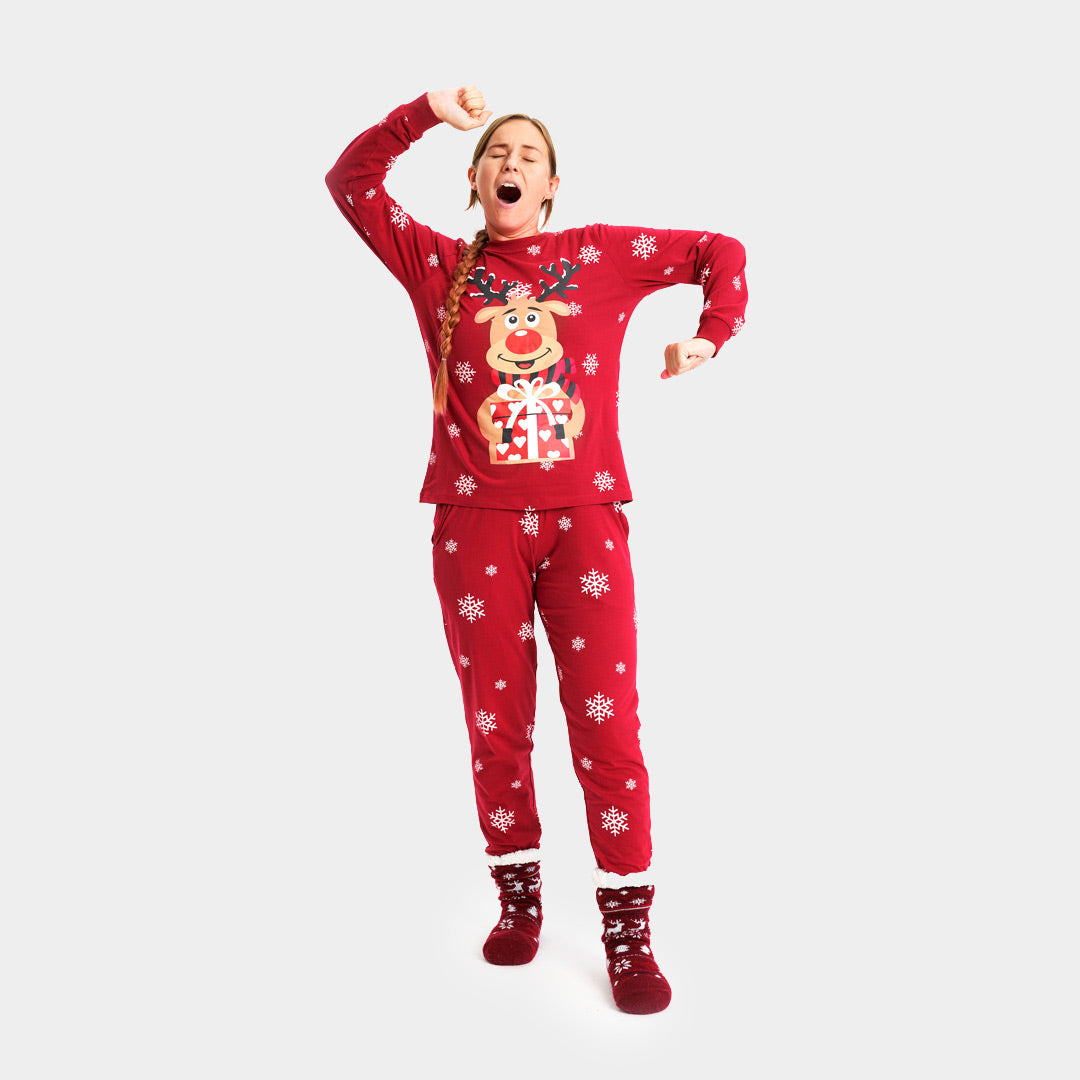 Red Christmas pajama for Family with Rudolph the Reindeer womens